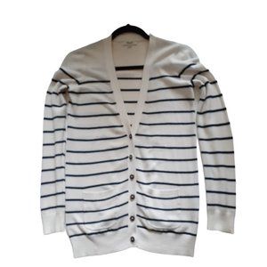 Madewell white w/black stripes cardigan sweater.